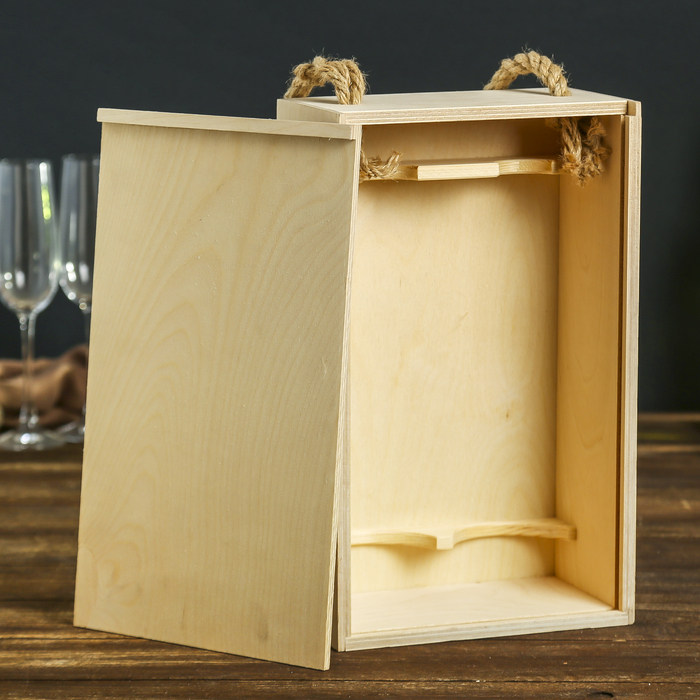 Заготовка для декора "Пенал для бутылок "Саперави" из фанеры (2 бутылки) 35х21х12 см
