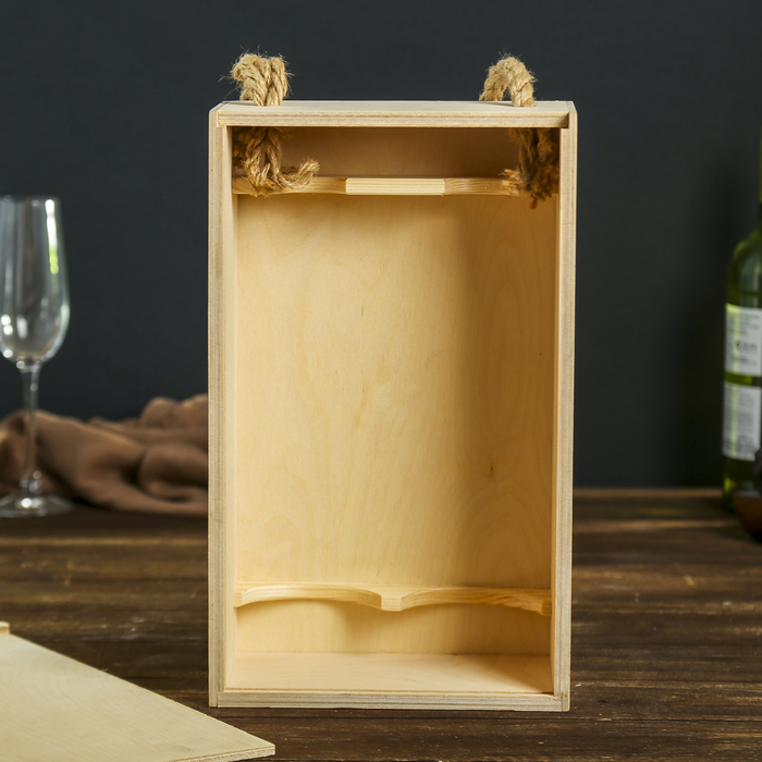 Заготовка для декора "Пенал для бутылок "Саперави" из фанеры (2 бутылки) 35х21х12 см