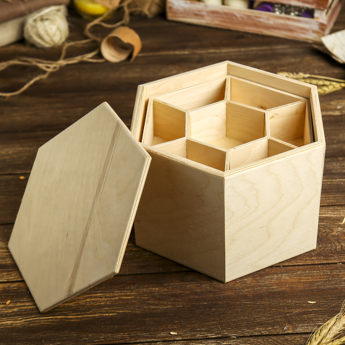 Шкатулка для декора "Аквамарин" из фанеры 23,5х20,5х15 см