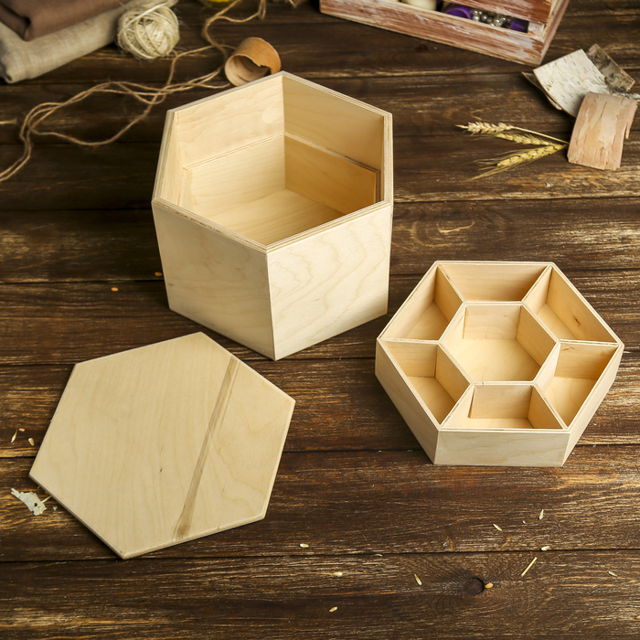 Шкатулка для декора "Аквамарин" из фанеры 23,5х20,5х15 см