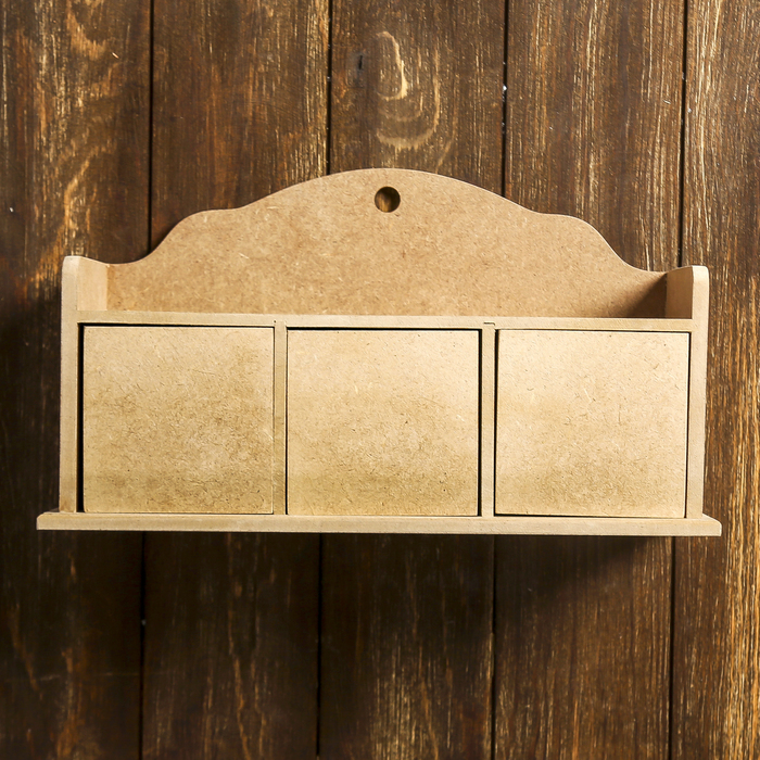 Заготовка для декора "Полка с ящичками "Валенсия" из МДФ 34,5х19,5х15 см