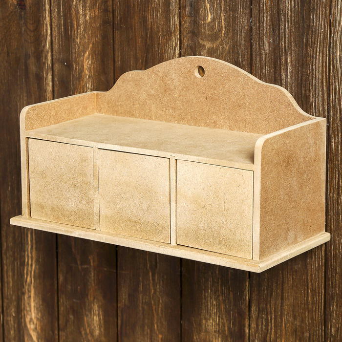 Заготовка для декора "Полка с ящичками "Валенсия" из МДФ 34,5х19,5х15 см