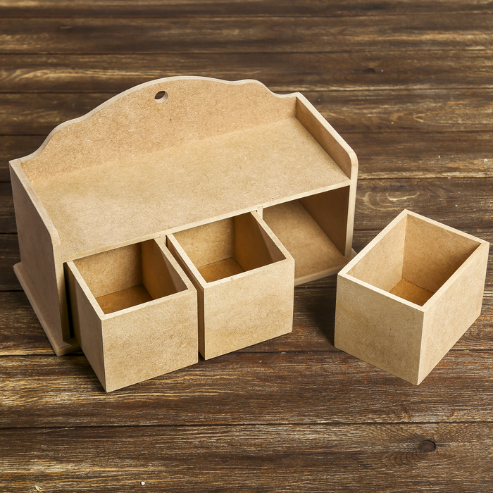 Заготовка для декора "Полка с ящичками "Валенсия" из МДФ 34,5х19,5х15 см