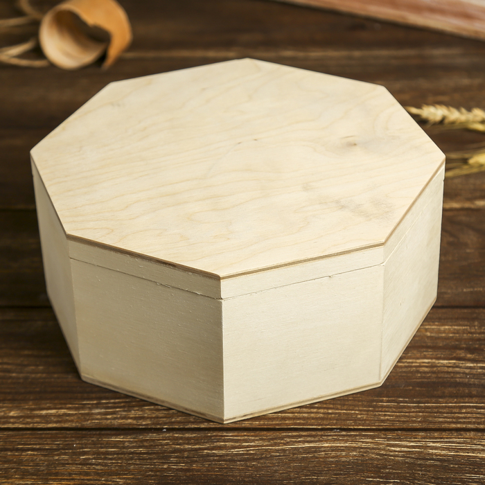 Шкатулка для декора восьмигранная "Алмаз" из фанеры 20х20х9 см