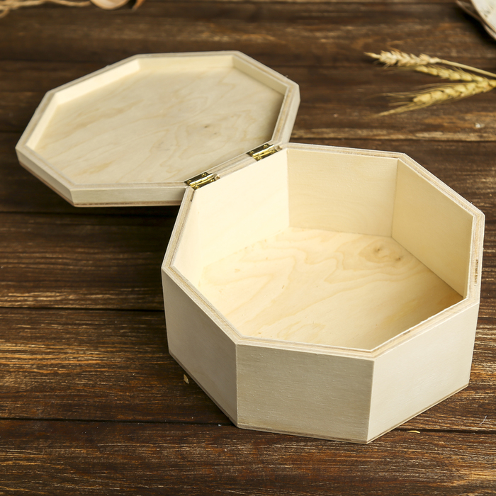 Шкатулка для декора восьмигранная "Алмаз" из фанеры 20х20х9 см