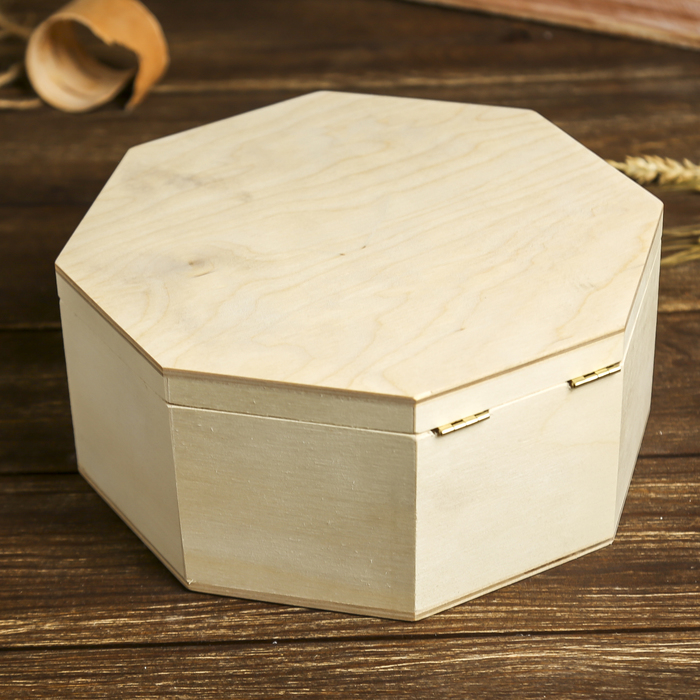 Шкатулка для декора восьмигранная "Алмаз" из фанеры 20х20х9 см