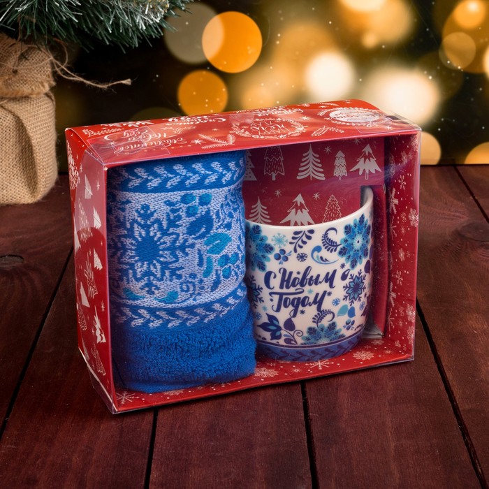 Подарочный набор "С Новым Годом" кружка 350 мл, полотенце 30х70 см