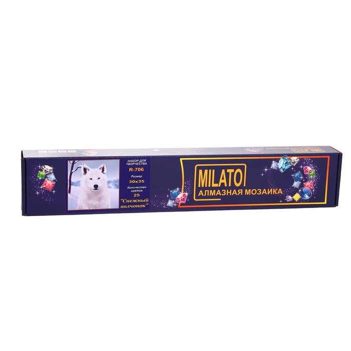 Алмазная мозаика "Снежный волчонок" 30х35см, 25 цветов R-706