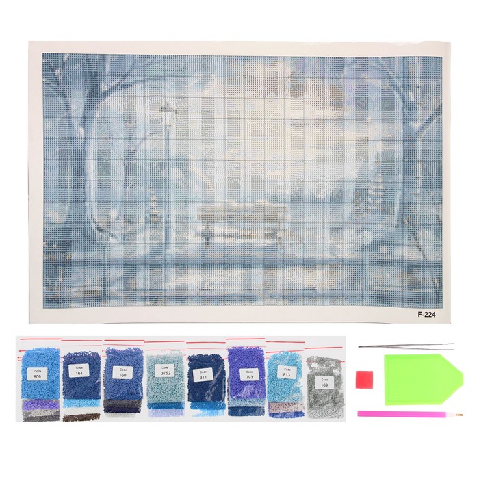 Алмазная мозаика "Зимний парк", 27 цветов