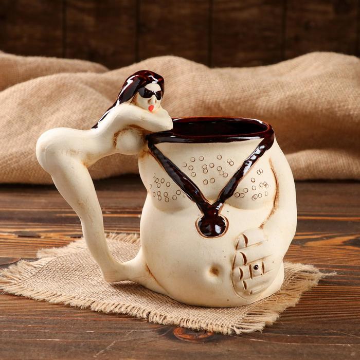 Кружка для пива &quot;Дева&quot; шамот 0,4л