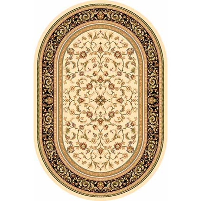 Ковёр Хит-Сет ПП OLYMPOS d392, 0,8 × 1,5 м, овал, CREAM-BLACK