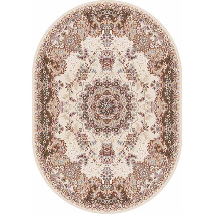 Ковёр Хит-Сет ПП SHAHREZA d211, 1,6 × 4 м, овал CREAM-BROWN