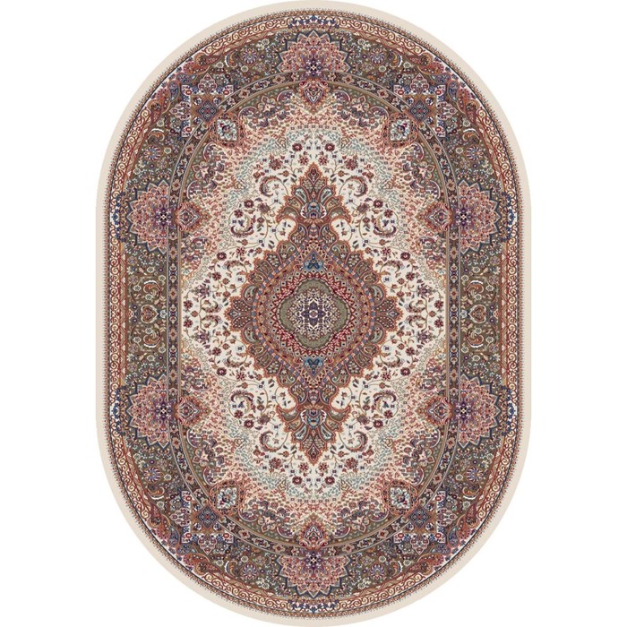 Ковёр Хит-Сет ПП SHAHREZA d414, 1,2 × 1,7 м, овал, CREAM-BROWN