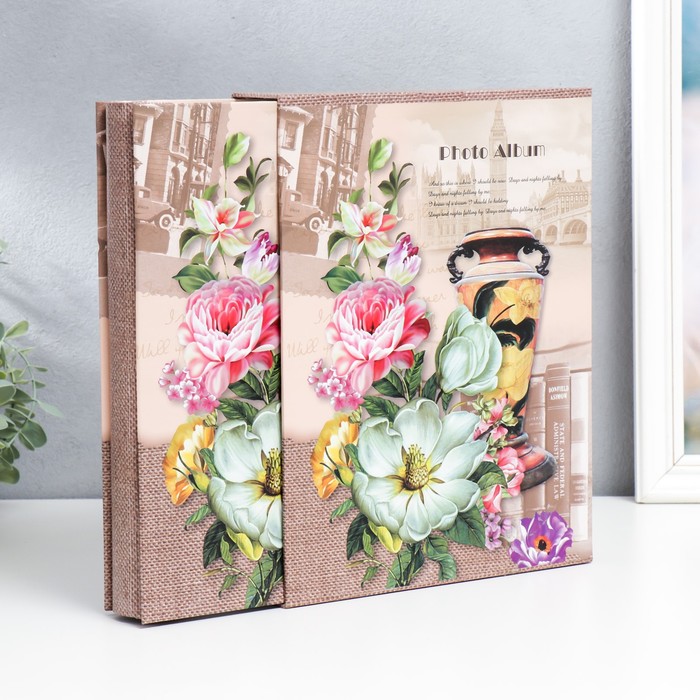 Фотоальбом на 200 фото 13х18 см "Цветочный сезон" в коробке МИКС 30х23х5,5 см