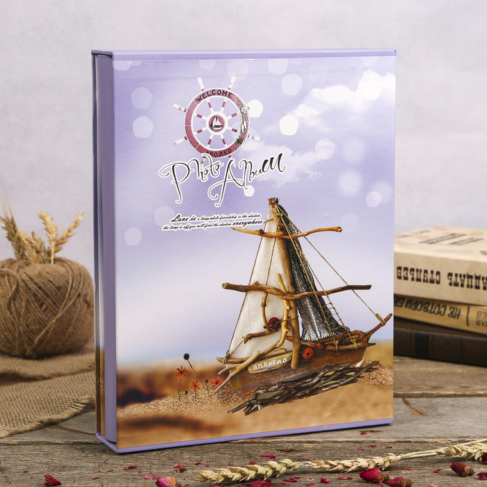 Фотоальбом на 200 фото 13х18 см &quot;Парусник&quot; в коробке МИКС 30х23х5,5 см