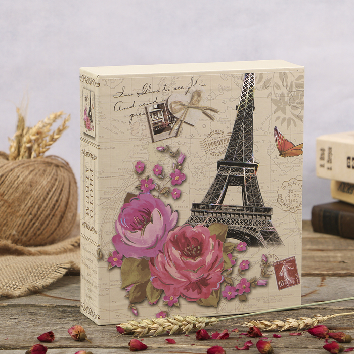 Фотоальбом на 40 фото 13х18 см "Башня и цветы" в коробке МИКС 20,5х18х5 см