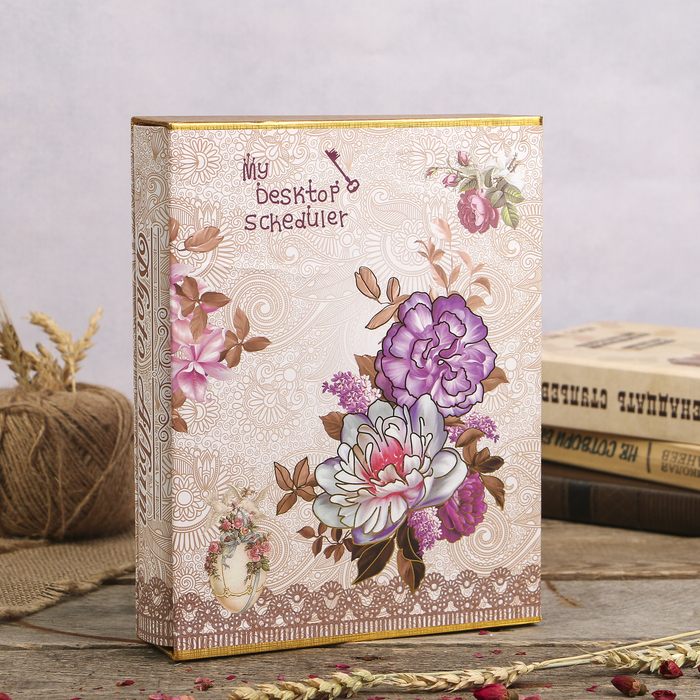 Фотоальбом на 100 фото 10х15 см "Пышные пионы" с золотом, в коробке МИКС 26,5х20,5х5,5 см