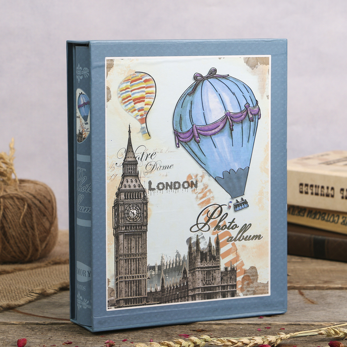 Фотоальбом на 100 фото 10х15 см "Башня и воздушный шар" в коробке МИКС 26,5х20,5х5,5 см