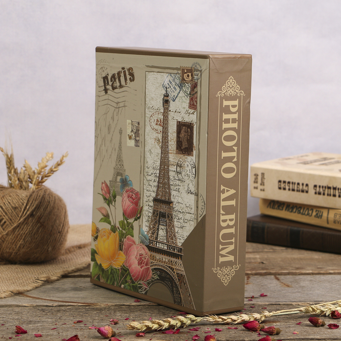 Фотоальбом на 100 фото 10х15 см "Башня и цветы" в коробке МИКС 26,5х20,5х5,5 см
