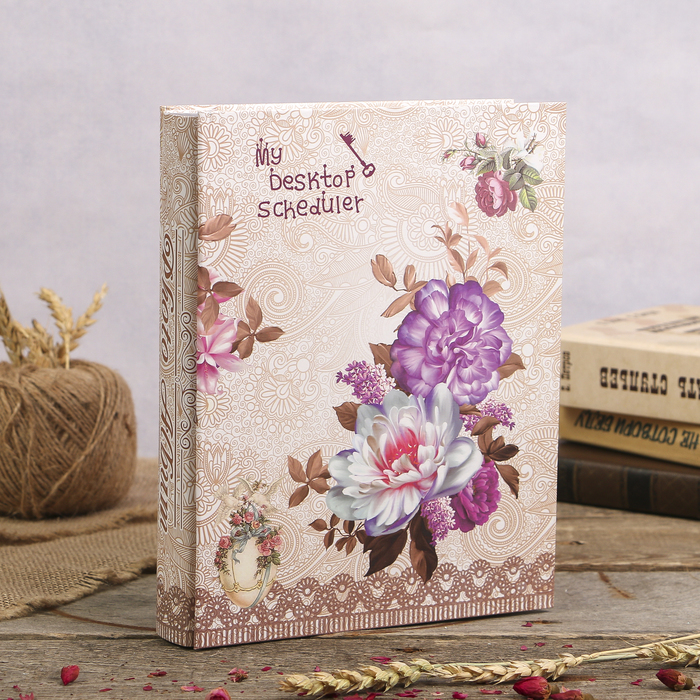 Фотоальбом на 200 фото 10х15 см "Пышные пионы" с золотом, в коробке МИКС 26,5х20,5х5,5 см