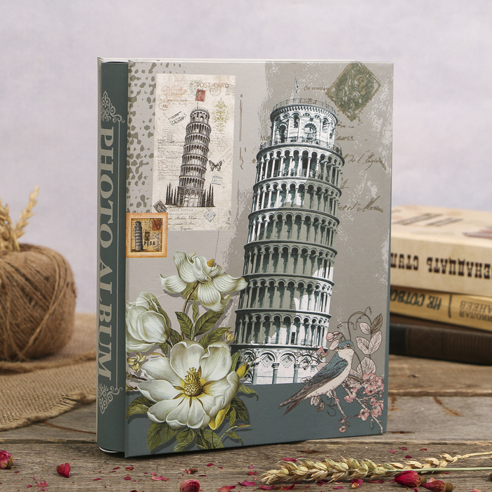 Фотоальбом «Башня и цветы» на 200 фото, 10 × 15 см, в коробке, МИКС