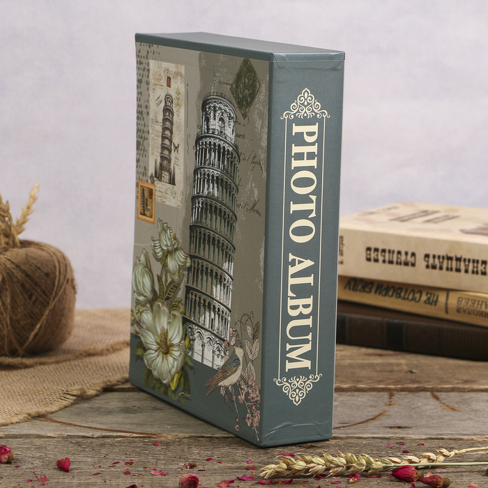 Фотоальбом «Башня и цветы» на 200 фото, 10 × 15 см, в коробке, МИКС