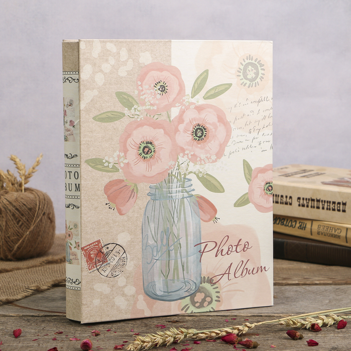 Фотоальбом на 100 фото 13х18 см "Цветы в банке" в коробке МИКС 29,3х23,5х5,7 см