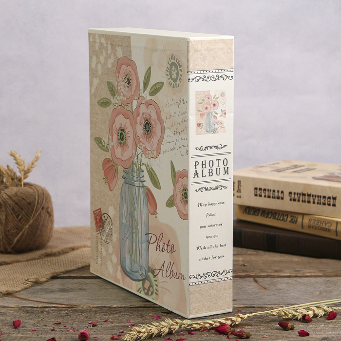 Фотоальбом на 100 фото 13х18 см "Цветы в банке" в коробке МИКС 29,3х23,5х5,7 см