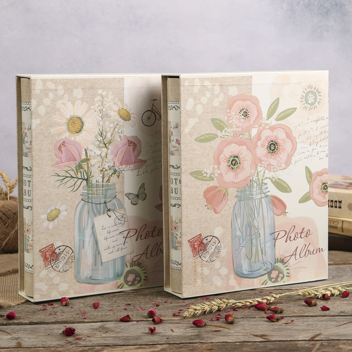 Фотоальбом на 100 фото 13х18 см "Цветы в банке" в коробке МИКС 29,3х23,5х5,7 см