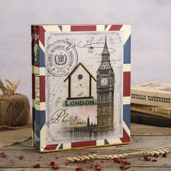 Фотоальбом на 200 фото 13х18 см "Башня" с серебром, в коробке МИКС 29,3х23,5х5,7 см