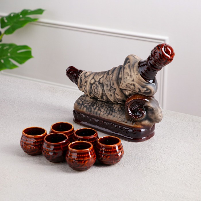 Штоф с рюмками "Кинжал" 7 предметов, шамот, 0,3 л