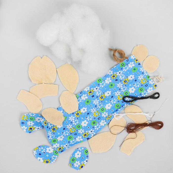 Набор для создания подвесной игрушки из меха "Зайчик", цвет голубой