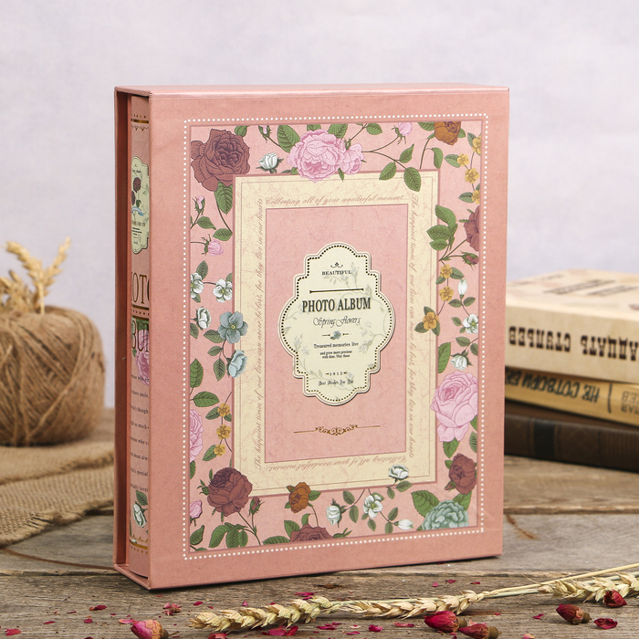 Фотоальбом на 200 фото 10х15 см "Цветочная рамка" в коробке МИКС 26х20,5х5 см