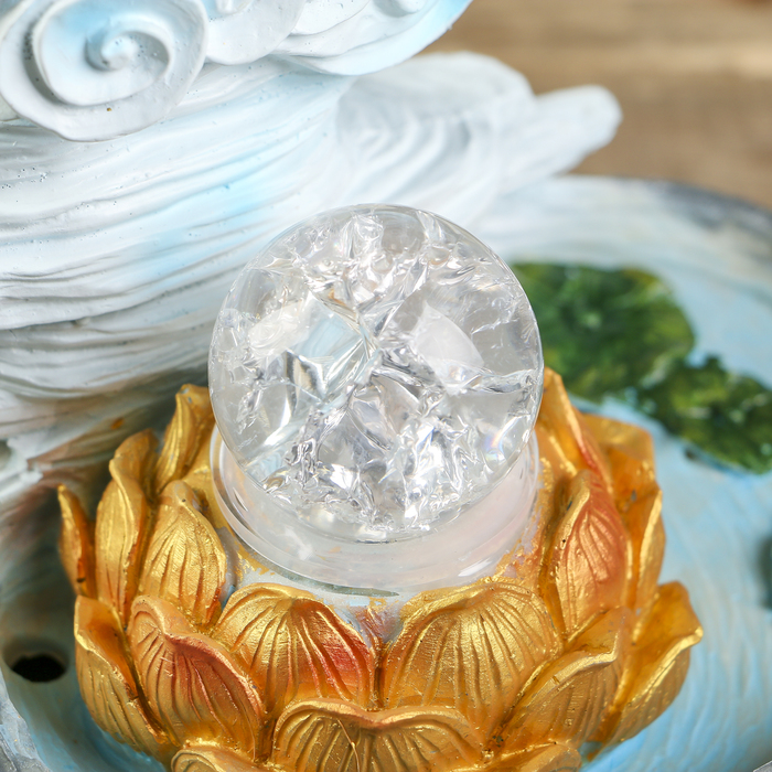 Фонтан полистоун подсветка+курительница "Шива и Парвати в золоте" от 220В 25,5х20,5х17 см