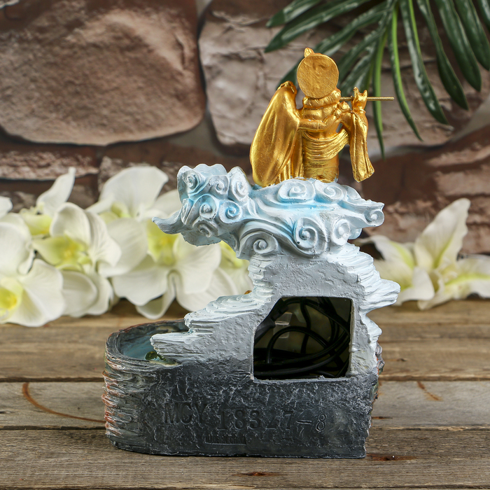 Фонтан полистоун подсветка+курительница "Шива и Парвати в золоте" от 220В 25,5х20,5х17 см