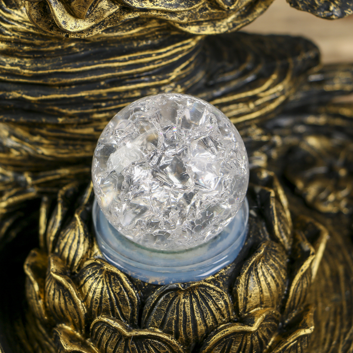 Фонтан полистоун подсветка+курительница "Бронзовый будда" от 220В 25,5х20,5х17 см