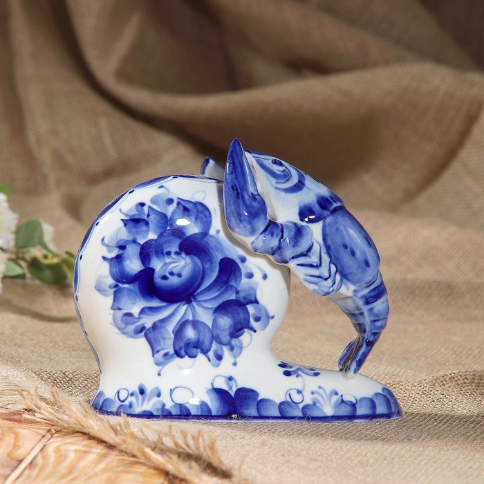 Часы "Рак", гжель, фарфор