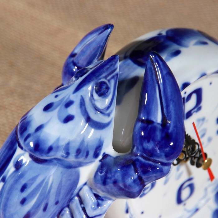 Часы "Рак", гжель, фарфор