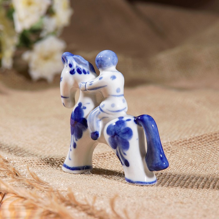 Сувенир "Иванушка на лошадке", гжель, фарфор, 1с