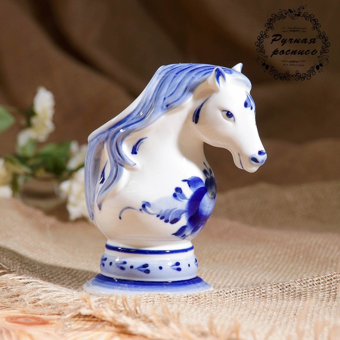 Карандашница "Лошадь", гжель, фарфор, 1с