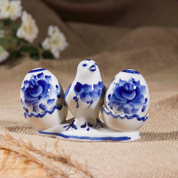 Набор для специй "Цыплёнок", гжель, фарфор, 1с