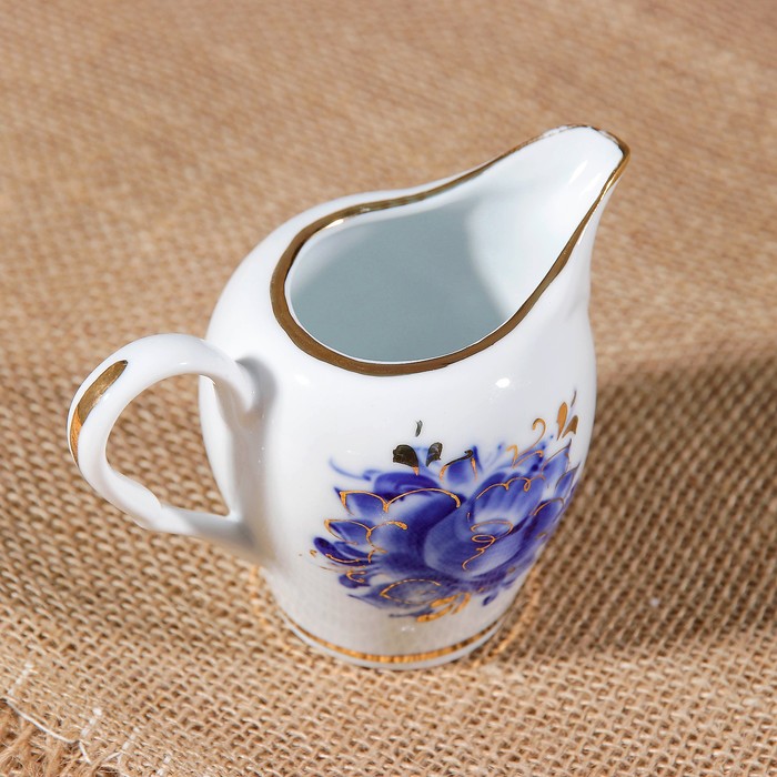 Сливочник "Карамель", гжель с золотом, фарфор, 1с