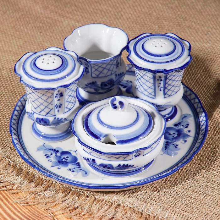 Набор для специй "Василёк", гжель, фарфор, 2с