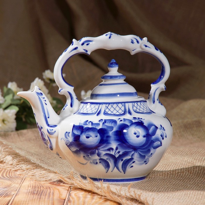 Чайник "Вдохновение", гжель, фарфор, 2с