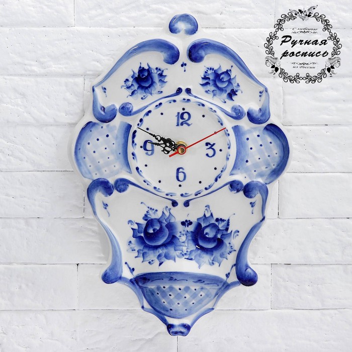 Часы "Сказка", гжель, фарфор