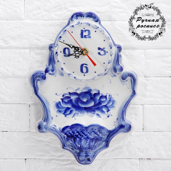 Часы "Вечерний звон", гжель, фарфор