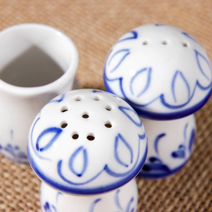 Набор для специй "Грибник", гжель, фарфор, 1с