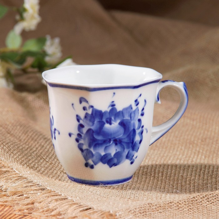 Чашка "Гранёная", гжель, фарфор, 1с