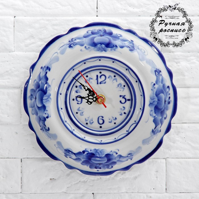 Часы "Ромашка", гжель, фарфор