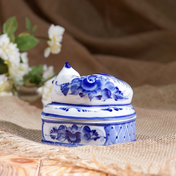 Шкатулка "Дрёма", гжель, фарфор, 2с